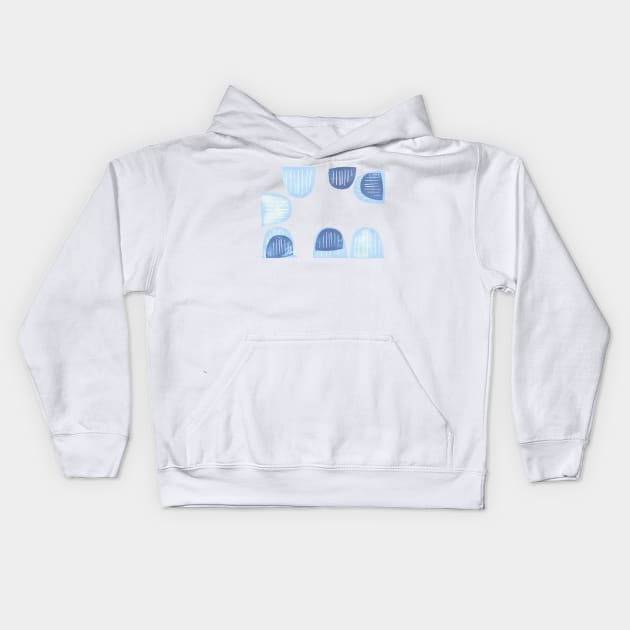 Blue Scattered Half Moons Kids Hoodie by ellenmueller